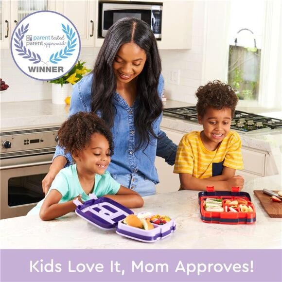 Kids Unicorn Purple Prints Leak-Proof 5-Compartment Bento-Style Lunch Box - Picture 2 of 6